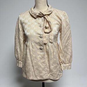 Walter Coquette Cream Tan Button Blouse